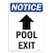 Signmission OSHA Notice, 7" Height, Pool Exit Up Arrow Sign With Symbol, 7" X 5", Portrait OS-NS-D-57-V-17686 - alternate 1